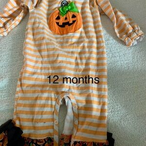 Striped Orange Pumpkin Kids One Piece